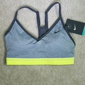Nike Pro Workout Indy Bra Gray&Lime